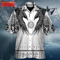 Viking Black Runic Raven Scandinavian Hawaiian Shirt