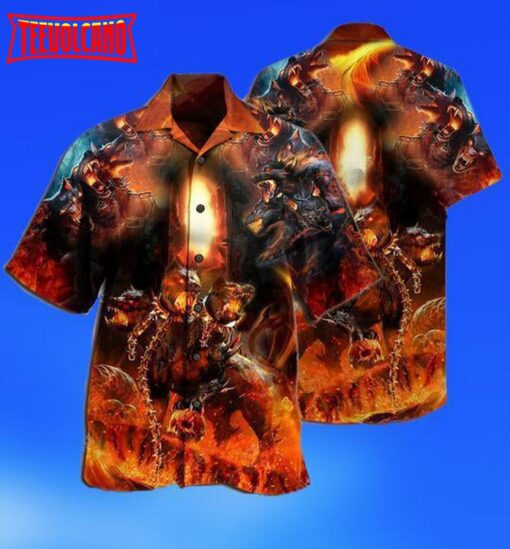 Viking Dog Cerberus Greek Mythology Style Hawaiian Shirt