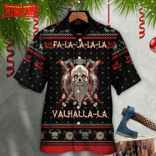 Viking Valhalla Black And Red Fa La La Hawaiian Shirt