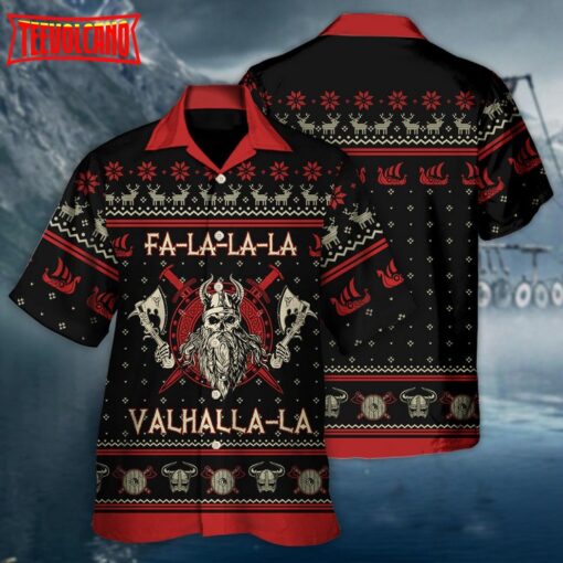 Viking Valhalla Black And Red Hawaiian Shirt