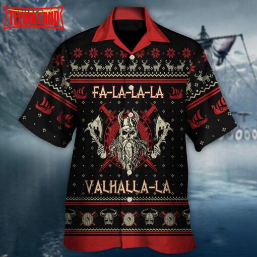 Viking Valhalla Black And Red Hawaiian Shirt