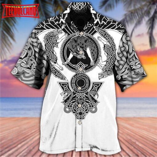 Viking Warrior Blood Black And White Hawaiian Shirt