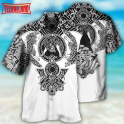 Viking Warrior Blood Black And White Hawaiian Shirt