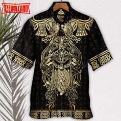 Viking Warrior The Raven Yellow Of Odin Hawaiian Shirt