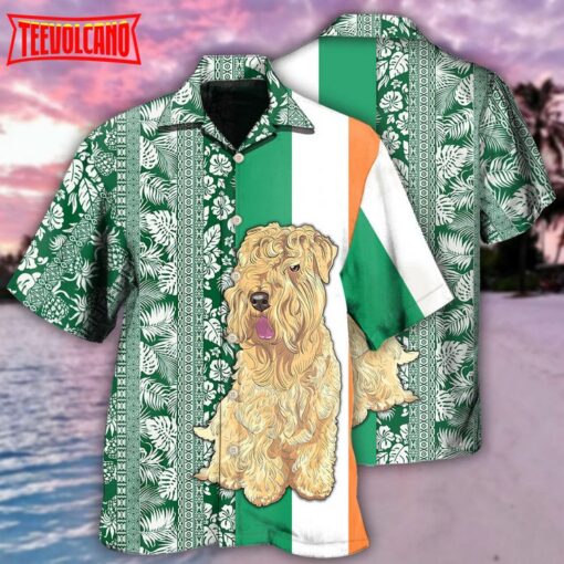 Wheaten Terrier Dog Tropical Leaf Style Hawaiian Shirt