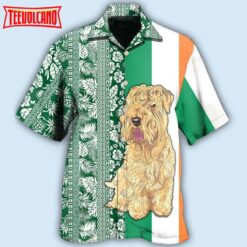 Wheaten Terrier Dog Tropical Leaf Style Hawaiian Shirt