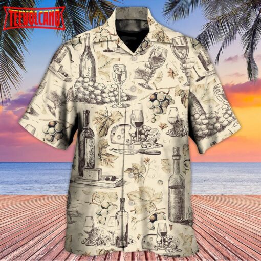 Wine And Grape Retro Art Hawaiian Shirt