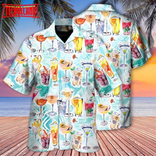 Wine Cocktail And Beach Tropical Hawaiian Shirt