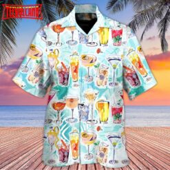 Wine Cocktail And Beach Tropical Hawaiian Shirt