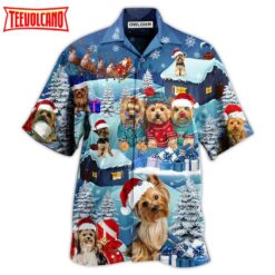 Yorkshire Terrier Through Snow Christmas Hawaiian Shirt