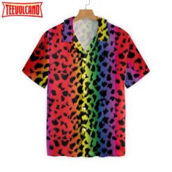 3D Shirt For Gay, Cool Leopard Skin With Rainbow Color LGBT Hawaiian Shirt