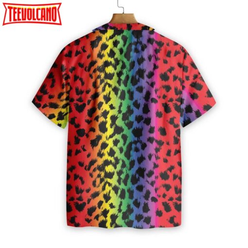 3D Shirt For Gay, Cool Leopard Skin With Rainbow Color LGBT Hawaiian Shirt