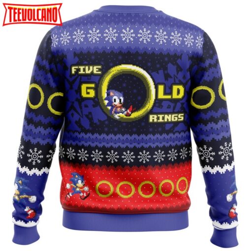 5 Gold Rings Sonic the Hedgehog Ugly Christmas Sweater