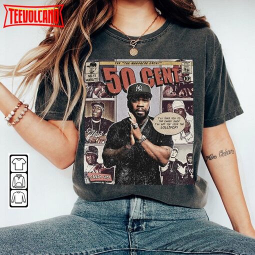 50 Cent Comic Shirt, 90S Vintage The Massacre Album World Tour Tickey 2023 T Shirt