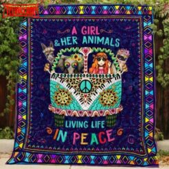A Girl Her Animals 3D Customized Quilt Blanket