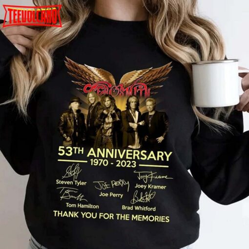 Aerosmith 53rd Anniversary 1970 – 2023 Signatures Shirt, Peace Out Farewell Tour Shirt