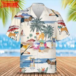 Akita Summer Beach Hawaiian Shirt, Short Sleeve Dog Aloha Shirt For Summer