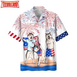 Alaska Hawaiian Shirt For 4Th Of July Patriotic, American Independence Day Dog Hawaii Shirt