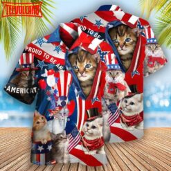 America Proud To Be An Cat Hawaiian Shirt, Cat Pride Hawaiian Shirt