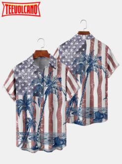 American Flag Hawaiian Shirt, Beach Hawaiian Shirt, Gift for Peace Lovers