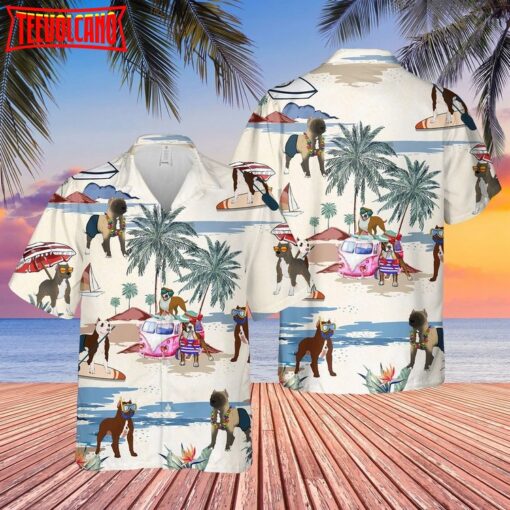 American Pit Bull Terrier Summer Beach Hawaiian Shirt, Cool Aloha Hawaiian Shirt