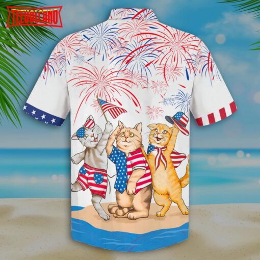 American Shorthair Shirts Independence Day, Patriotic Cat Pet Hawaii Aloha Shirt