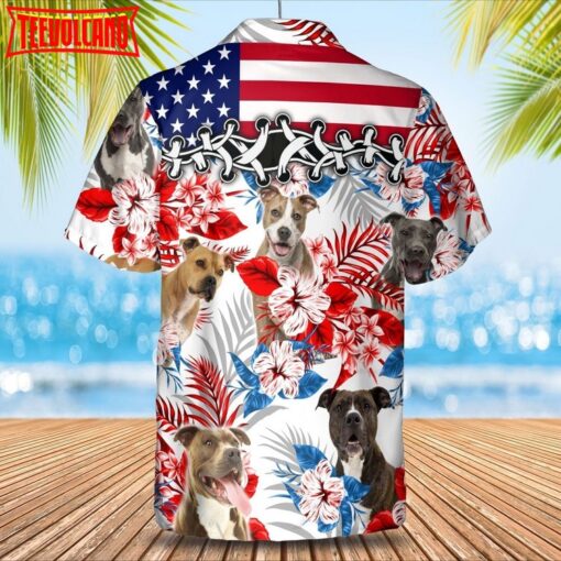 American Staffordshire Terrier Hawaiian Shirt, Short Sleeve Flower Dog Aloha Beach Shirts