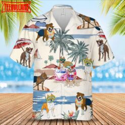 American Staffordshire Terrier Summer Beach Hawaiian Shirt, Cool Aloha Hawaiian Shirt