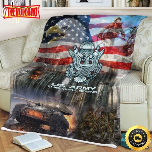 American Tanks And Soldiers Fleece Throw Blanket