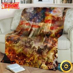 American Veteran And Flag Fleece Throw Blanket