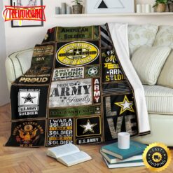 Army Mom Strong Pround Army Family Fleece Throw Blanket