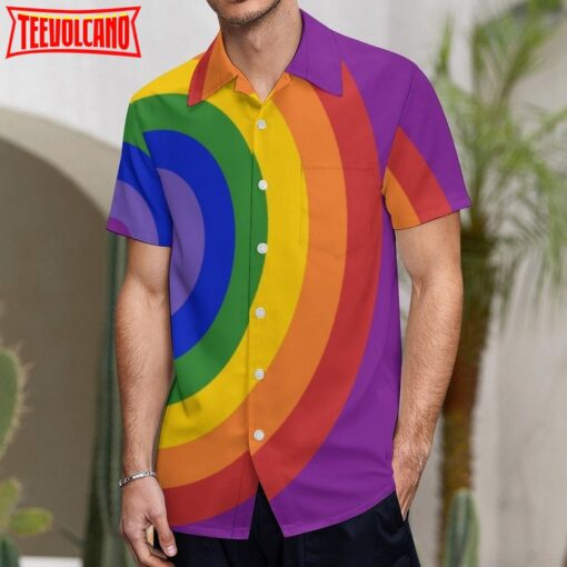 Asymmetrical Rainbow Bullseye Lgbt Pride Hawaiian Vintage Shirt Tropical Hawaii Beach Shirts