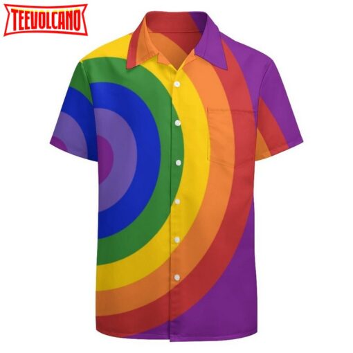 Asymmetrical Rainbow Bullseye Lgbt Pride Hawaiian Vintage Shirt Tropical Hawaii Beach Shirts