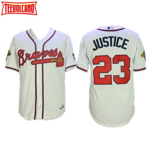 Atlanta Braves David Justice White 1995 Throwback Jersey