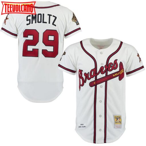 Atlanta Braves John Smoltz White 1995 Throwback Jersey