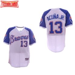 Atlanta Braves Ronald Acuna Jr White Throwback Pullover Jersey