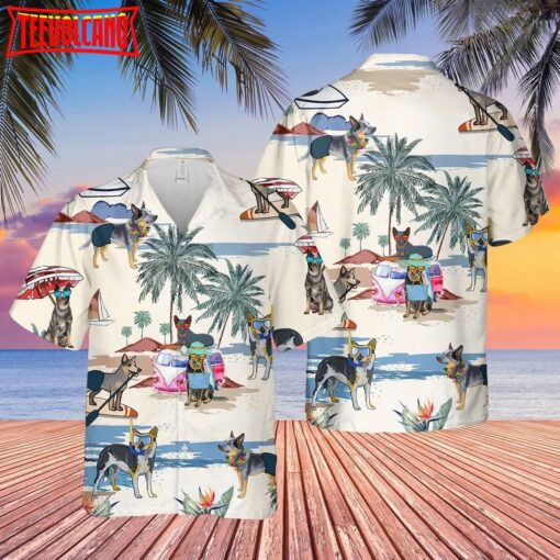 Australian Cattle Dog Summer Beach Shirt, Dog In Hawaii Aloha Shirt