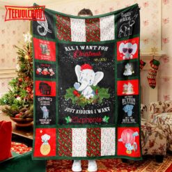 Baby Elephant Cartoon Christmas Blanket