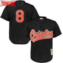 Baltimore Orioles #8 Cal Ripken Jr Black Throwback Mesh Pullover Jersey