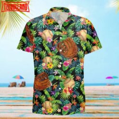 Baseball Flower Hawaiian Shirt, Game Day Hawaiian Shirt, Gift for Baseball Lovers