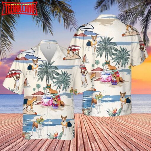 Basenji Summer Beach Hawaiian Shirt, Summer Dog On The Beach In Aloha Shirts