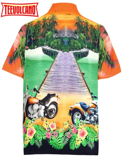 Beach hawaiian Shirt Aloha Relaxed Tropical Beach front Short sleeve Orange