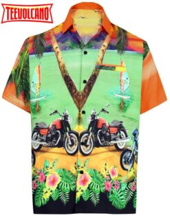 Beach hawaiian Shirt Aloha Relaxed Tropical Beach front Short sleeve Orange