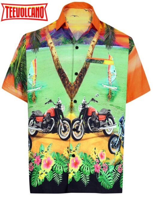 Beach hawaiian Shirt Aloha Relaxed Tropical Beach front Short sleeve Orange