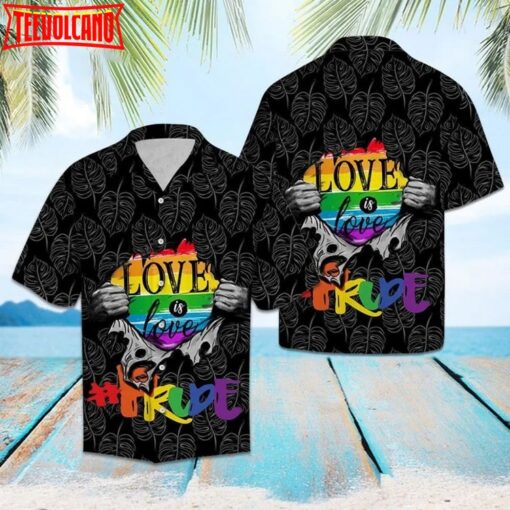 Beach Shirt Lgbt Pride Love Is Love In Black Hawaiian Shirt , Love Is Love Pride Aloha Shirt