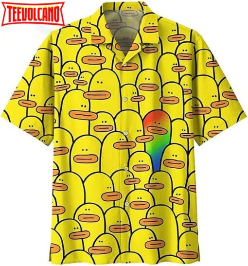 Beach Shirt Yellow Duck LGBTQ Hawaiian Shirt Funny Duck Hawaii Shirts, Aloha Shirt