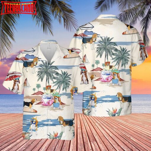 Beagle Summer Beach Hawaiian Shirt, Summer Dog On The Beach Aloha Shirts