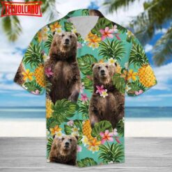 Bear And Pineapple Hawaiian Shirt, Hawaii Bear Aloha Shirts, Bear Lovers Hawaiian Shirt