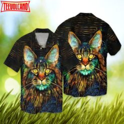 Beautiful Cat Art 3D Hawaiian Shirt, Cat Hawaii Aloha Beach Shirts Short Sleeve