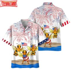 Bee Hawaiian Full Print Shirt, Bee’s Hawaiian Shirt Independence Day